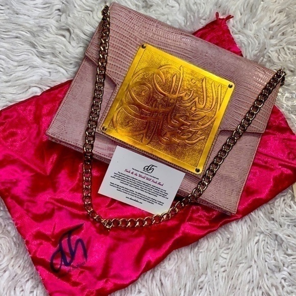 24k plated like new Dareen Hakim LE Monaco ROSE crossbody clutch Italian leather - Picture 4 of 14